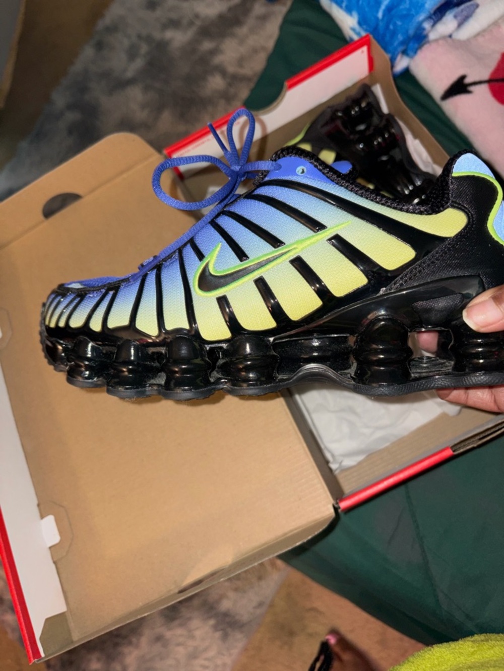 Nike Shox TL Gradient Blue Lime Running Sneakers size 6 - Picture 3 of 4